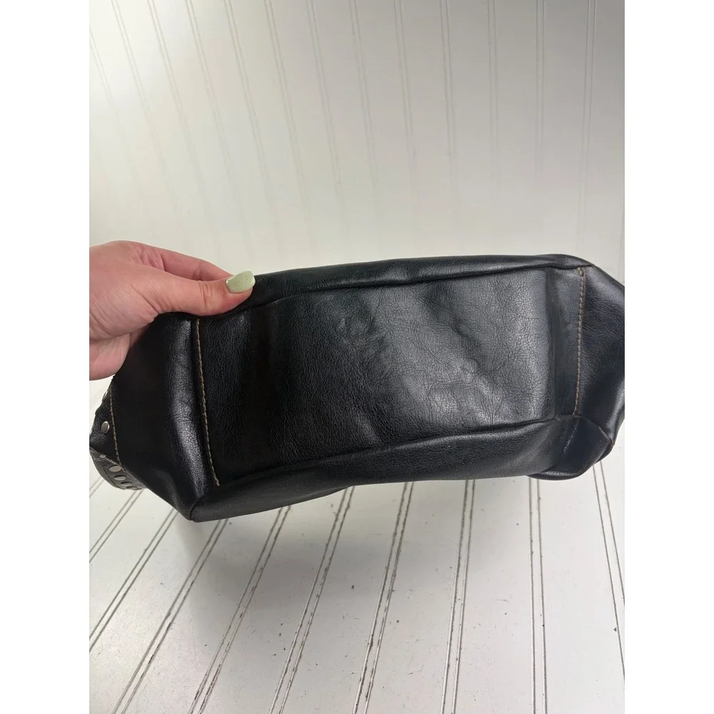 Vintage Y2K Black Leather Studded Punk Edgy Grunge Hobo Shoulder Bag